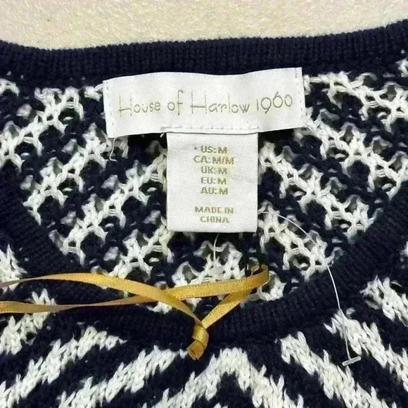 NWT House of Harlow 1960 Crochet‎ Sleeveless Maxi Dress White & Navy Size M - Picture 5 of 9